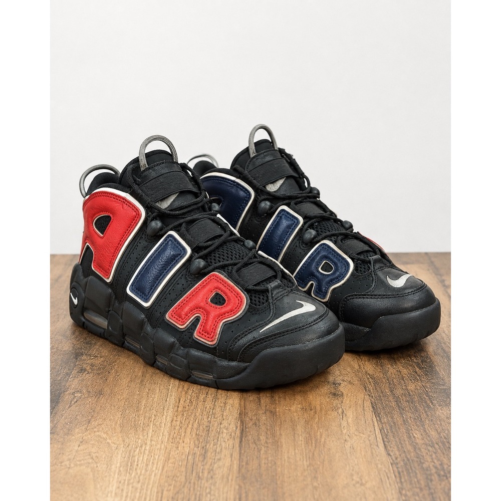 Nike Air More Uptempo Trading Cards Kids 4.5Y Black Red Navy DM0017-001 Good